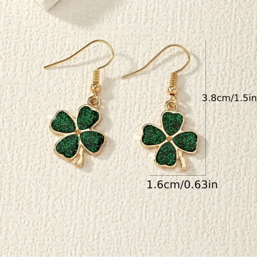 14K YELLOW GOLD FOUR-LEAF CLOVER DANGLE EARRINGS | 1 Pair - Picture 4 of 4